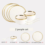 High-quality Matte Gilt Rim White Porcelain Dinner Tray Kitchen Plates Ceramic Tableware Food Dishes Rice Salad Noodles Bowl