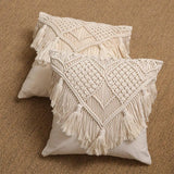Cotton Linen Macrame Hand-woven Pillow Covers - Bohemian Style Home Decor 45x45cm