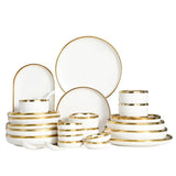 High-quality Matte Gilt Rim White Porcelain Dinner Tray Kitchen Plates Ceramic Tableware Food Dishes Rice Salad Noodles Bowl