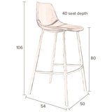 Barstool Franky Velvet Old Pink