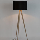 Floor Lamp Tripod Wood Black