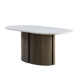 OLIVIA EETTAFEL OVAL SOFT WHITE MARBLE TOP
