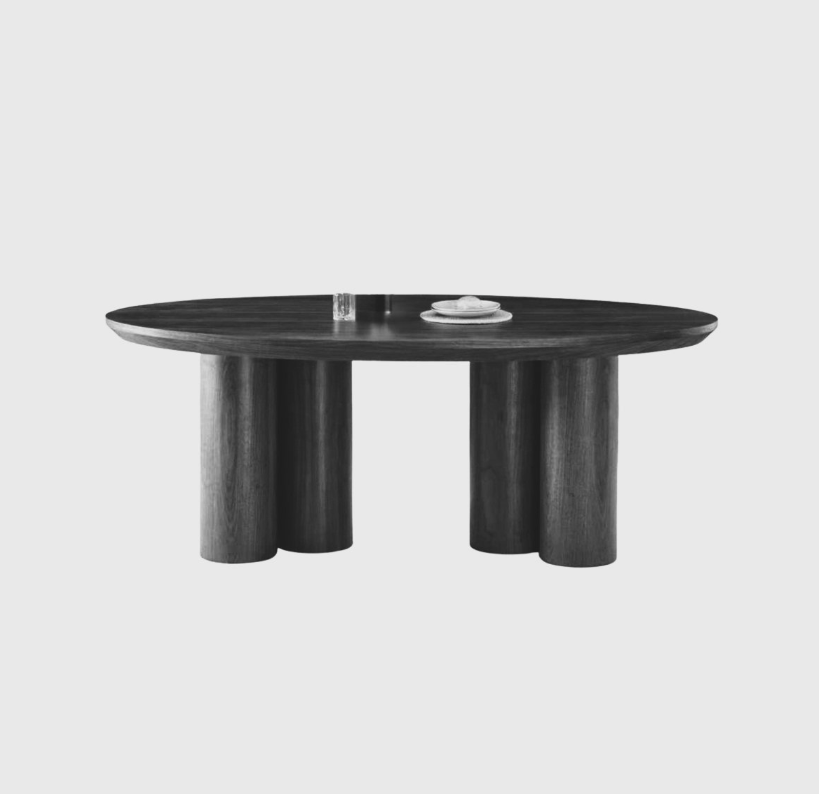 ROYAL EETTAFEL ZWART VENEER PLAIN ROND