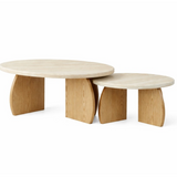 MONZA OAK SALONTAFEL FLINTSTONE FAUX MARBLE TOP
