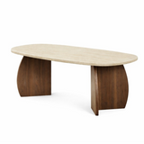 MONZA OAK EETTAFEL FLINTSTONE FAUX MARBLE TOP